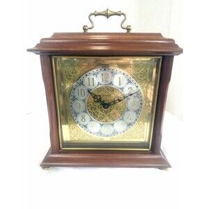Vintage Ansonia Gold Medallion Mantel Clock 1235 C West Germany Hermle Tested